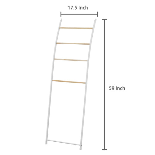 White Metal Bath Towel Ladder, Wall-Leaning-MyGift