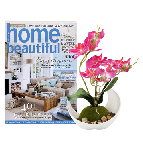Modern Artificial Orchids w/Sleek Curved Planter, Pink-MyGift