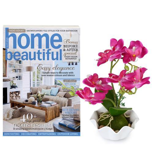 Artificial Silk Phalaenopsis Orchid Flower w/ White Planter - MyGift
