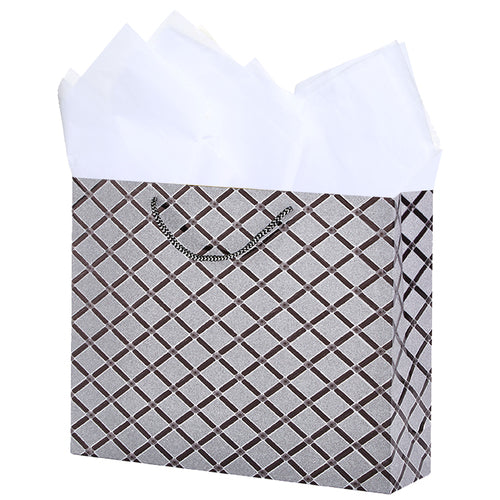 Set of 3 Assorted Diamond Pattern Gift Bags, Medium Size-MyGift