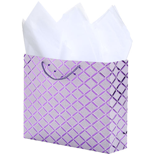 Set of 3 Assorted Diamond Pattern Gift Bags, Medium Size-MyGift