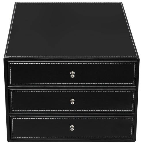Black Leatherette Desktop Drawer Cabinet - MyGift