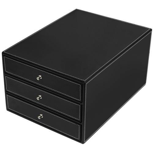 Black Leatherette Desktop Drawer Cabinet - MyGift