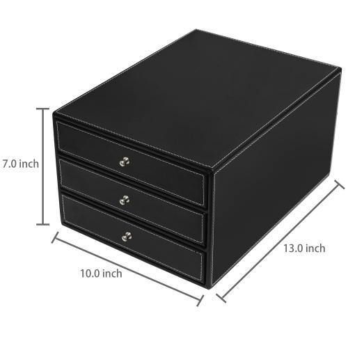Black Leatherette Desktop Drawer Cabinet - MyGift