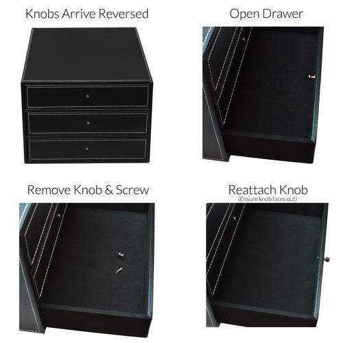 Black Leatherette Desktop Drawer Cabinet - MyGift