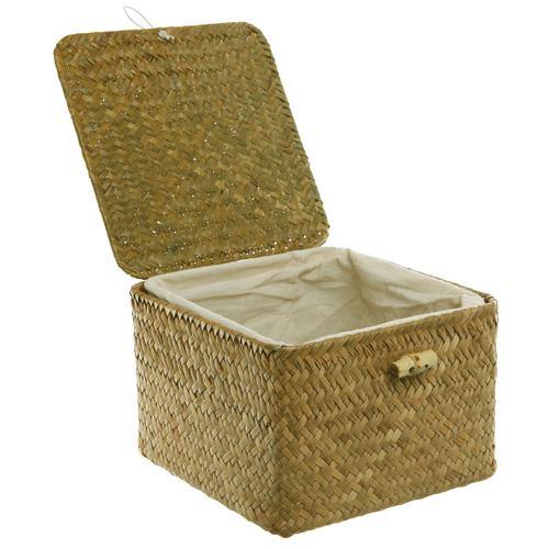 Hand Woven Rattan Storage Box w/ Fabric Liner - MyGift