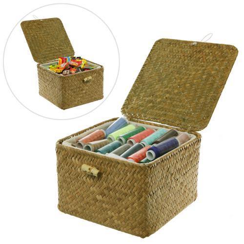 Hand Woven Rattan Storage Box w/ Fabric Liner - MyGift