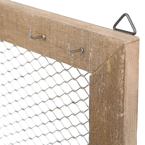 Wood and Metal Chicken Wire Jewelry/Entryway Frame w/ Shelf-MyGift