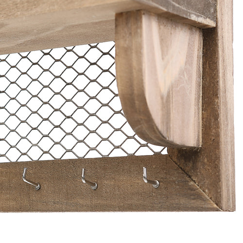Wood and Metal Chicken Wire Jewelry/Entryway Frame w/ Shelf-MyGift