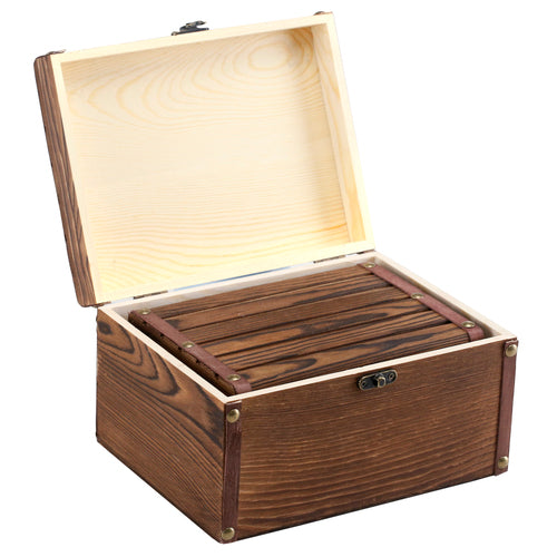 Vintage Style Brown Wood Mini Storage Chests w/ Latch, Set of 3-MyGift