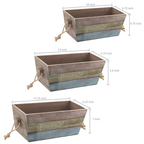 Multicolored Brown/Blue/Green Wood Nesting Boxes, Set of 3-MyGift