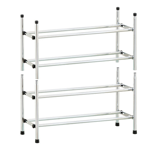 Expandable & Stackable Chrome Plated Shoe Rack-MyGift