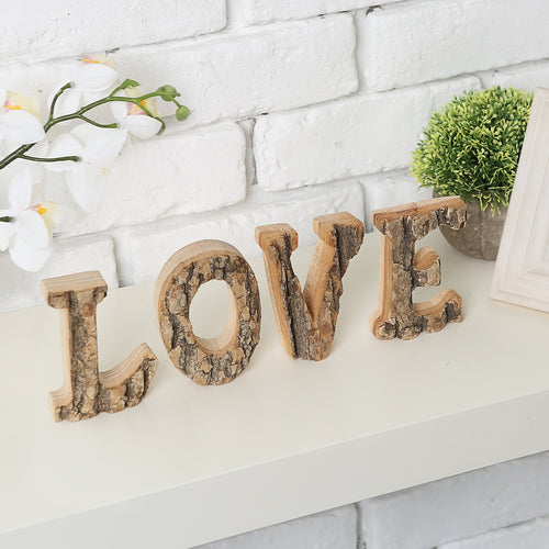 Rustic Exposed Wood 'Love' Block Letter Sign-MyGift