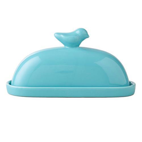 Turquoise Blue Bird Ceramic Butter Dish - MyGift