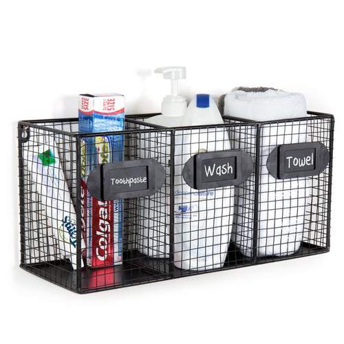 Black Metal Wire 3-Compartment Organizer-MyGift