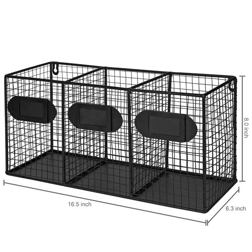 Black Metal Wire 3-Compartment Organizer-MyGift
