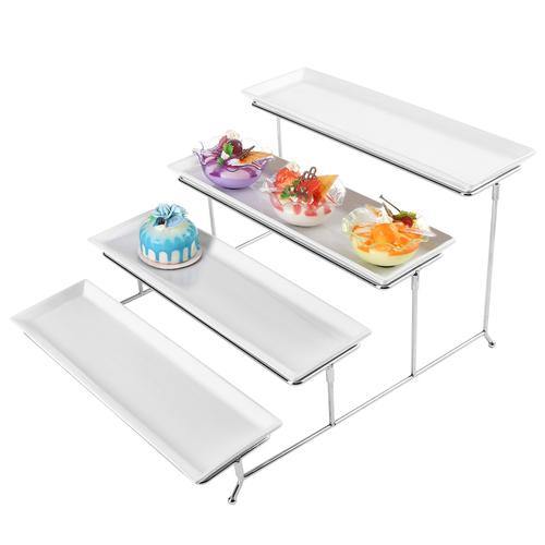 White Ceramic and Chrome Buffet Riser - MyGift