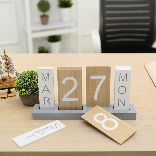 Wood Block Perpetual Calendar-MyGift
