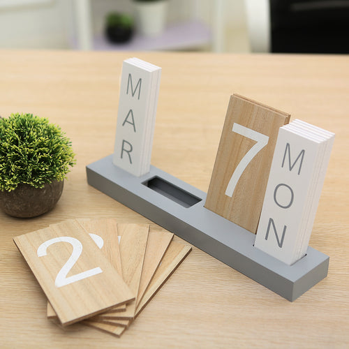 Wood Block Perpetual Calendar-MyGift