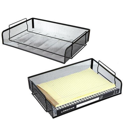 Black Mesh Wire Stackable Document Trays, Set of 2 - MyGift