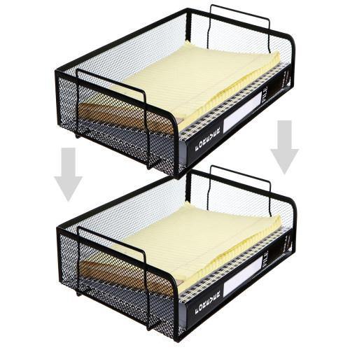 Black Mesh Wire Stackable Document Trays, Set of 2 - MyGift