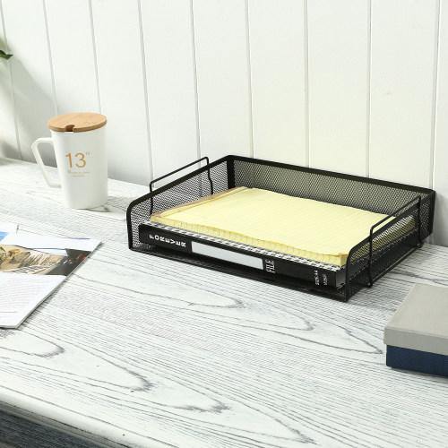 Black Mesh Wire Stackable Document Trays, Set of 2 - MyGift