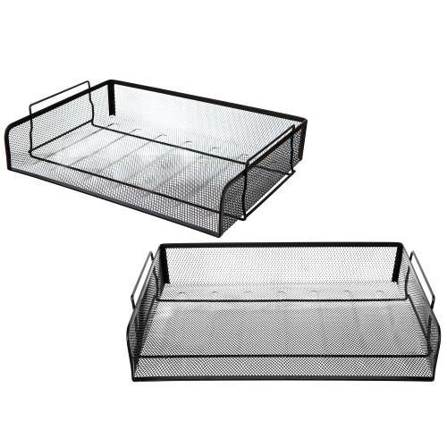 Black Mesh Wire Stackable Document Trays, Set of 2 - MyGift