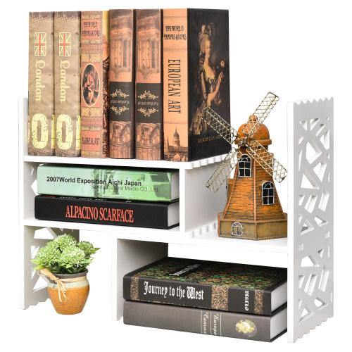 Expandable White Wood Desktop Bookshelf - MyGift