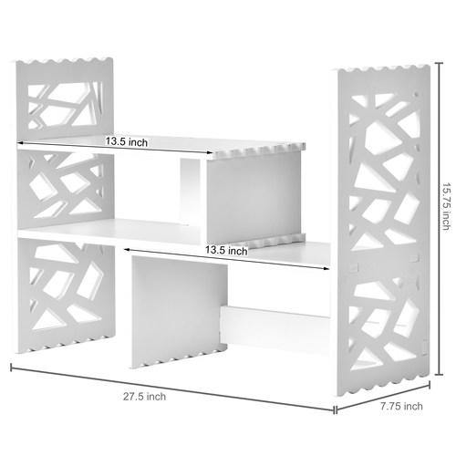 Expandable White Wood Desktop Bookshelf - MyGift