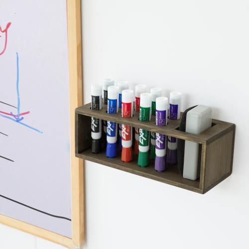 Rustic Wood Dry Erase Marker & Eraser Organizer, Brown, Set of 2 - MyGift