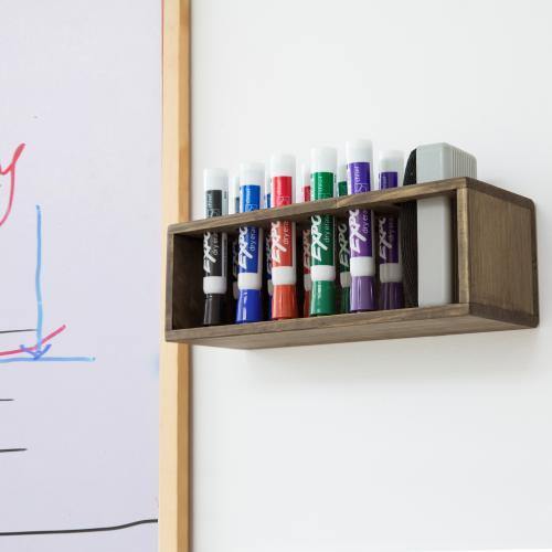 Rustic Wood Dry Erase Marker & Eraser Organizer, Brown, Set of 2 - MyGift