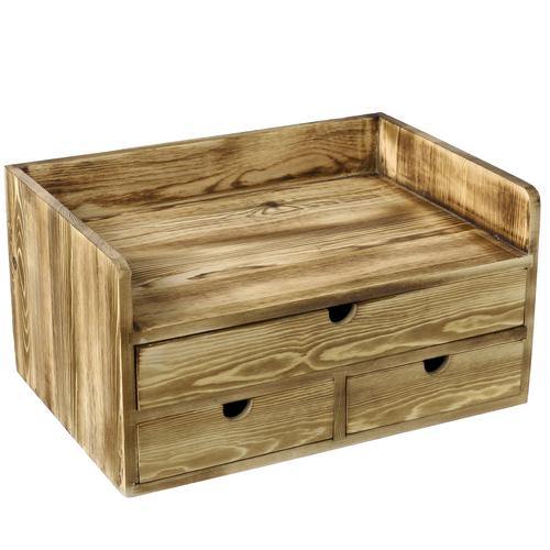 Rustic Torched Wood Desktop Cabinet - MyGift