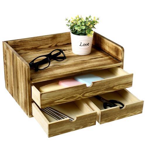 Rustic Torched Wood Desktop Cabinet - MyGift