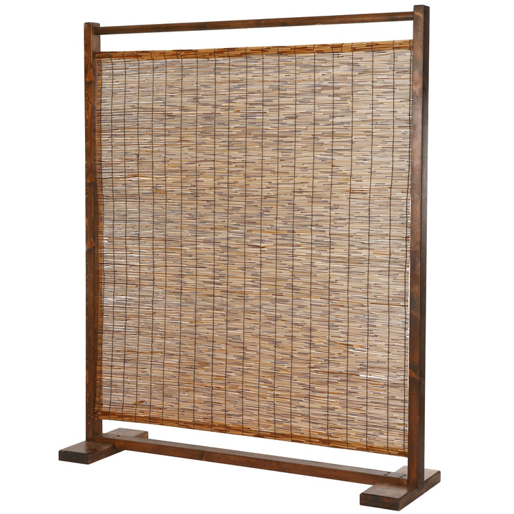 Rustic Wood and Reed Single Panel Room Divider-MyGift