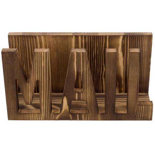Torched Dark Brown Wood Cutout Mail Holder - MyGift