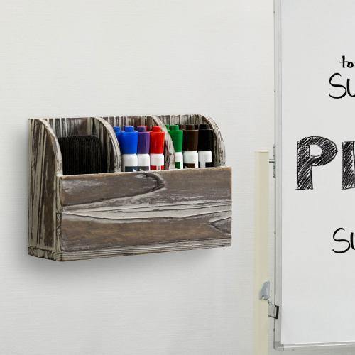 Torched Solid Wood Wall Mounted Remote Control Organizer - MyGift