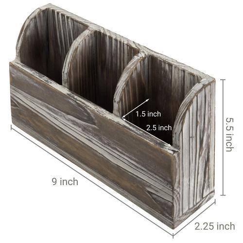 Torched Solid Wood Wall Mounted Remote Control Organizer - MyGift