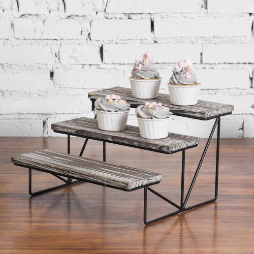 Torched Wood & Black Metal Cupcake Display Riser - MyGift