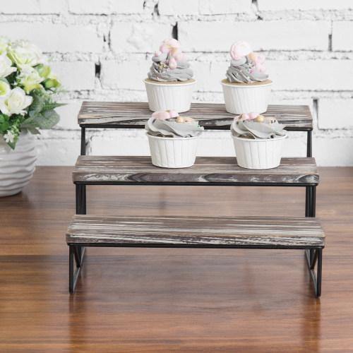Torched Wood & Black Metal Cupcake Display Riser - MyGift