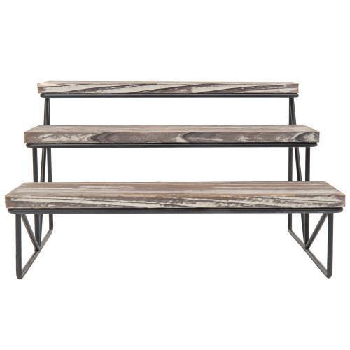 Torched Wood & Black Metal Cupcake Display Riser - MyGift