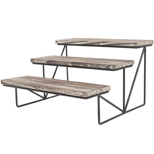 Torched Wood & Black Metal Cupcake Display Riser - MyGift