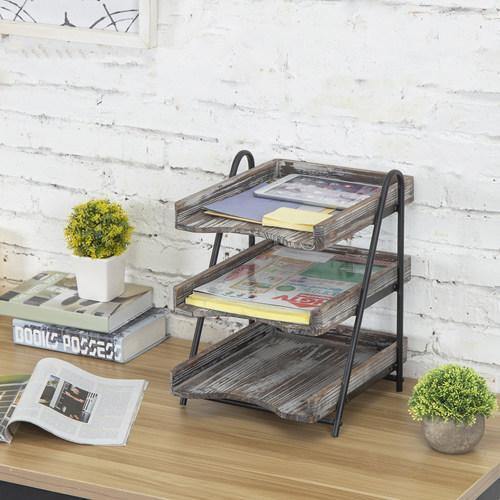 Torched Wood Desktop Document Tray - MyGift