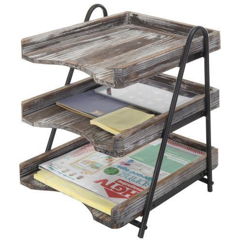 Torched Wood Desktop Document Tray - MyGift