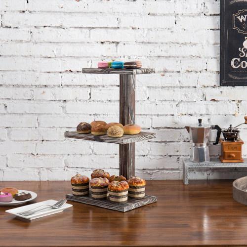 Torched Wood Dessert & Pastry Stand - MyGift