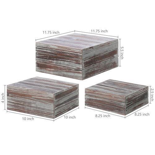 Torched Wood Display Risers, Set of 3 - MyGift