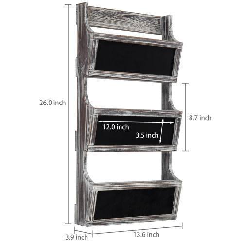 Torched Wood Magazine Rack & Mail Sorter with Chalkboard Labels - MyGift