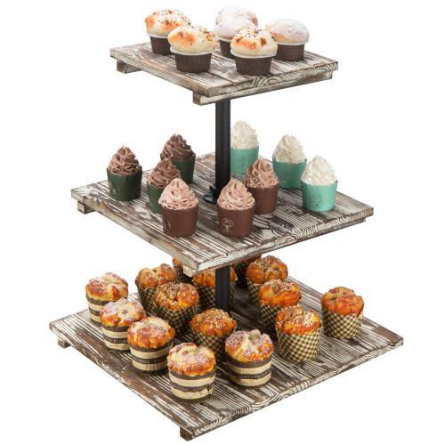 Torched Wood & Metal Cupcake Display Stand - MyGift