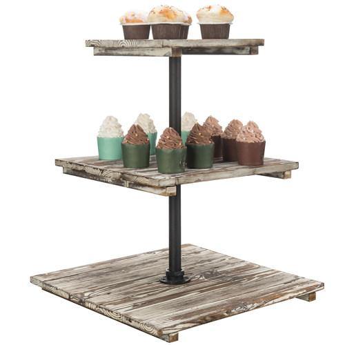 Torched Wood & Metal Cupcake Display Stand - MyGift