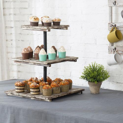 Torched Wood & Metal Cupcake Display Stand - MyGift