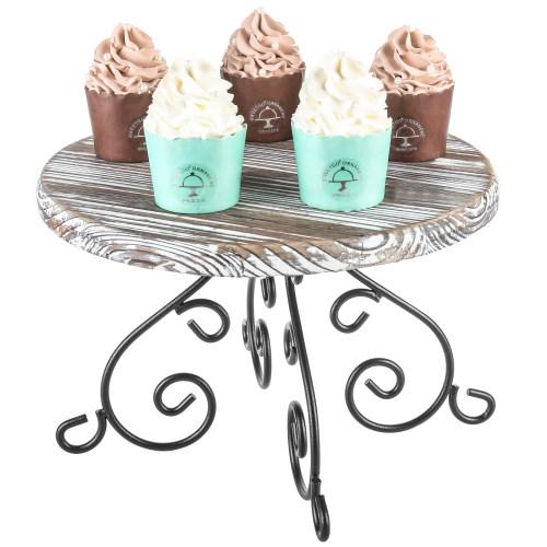 Torched Wood & Metal Design Cake Stand